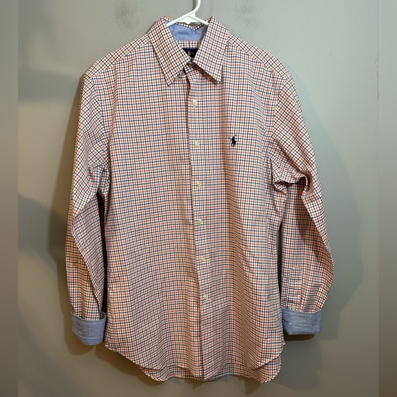 Ralph Lauren Other - Classic Fit Gingham Stretch Poplin Long Sleeve Woven Shirt Med. Red/Blue Cotton